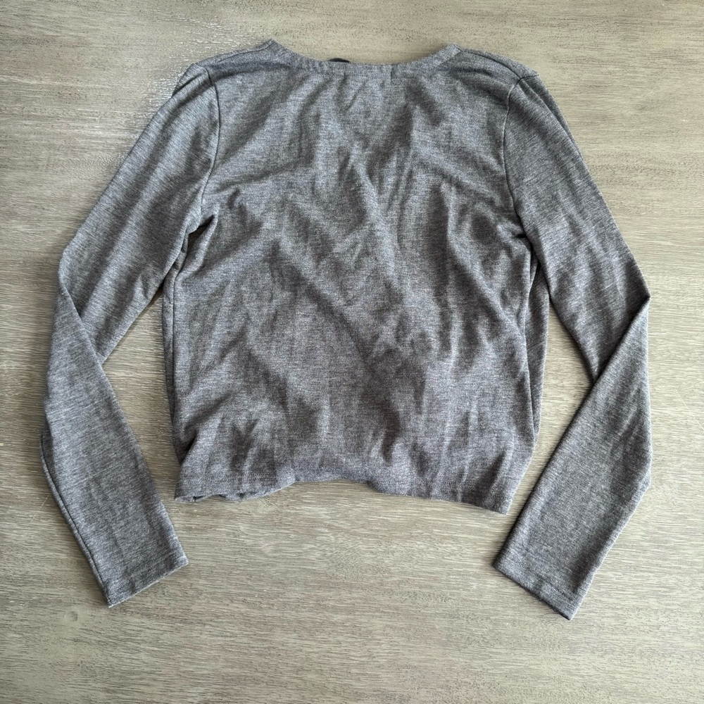 Michael Stars NWT Grey Long Sleeve Twist Wrap Shirt Blouse XS - Picture 4 of 13